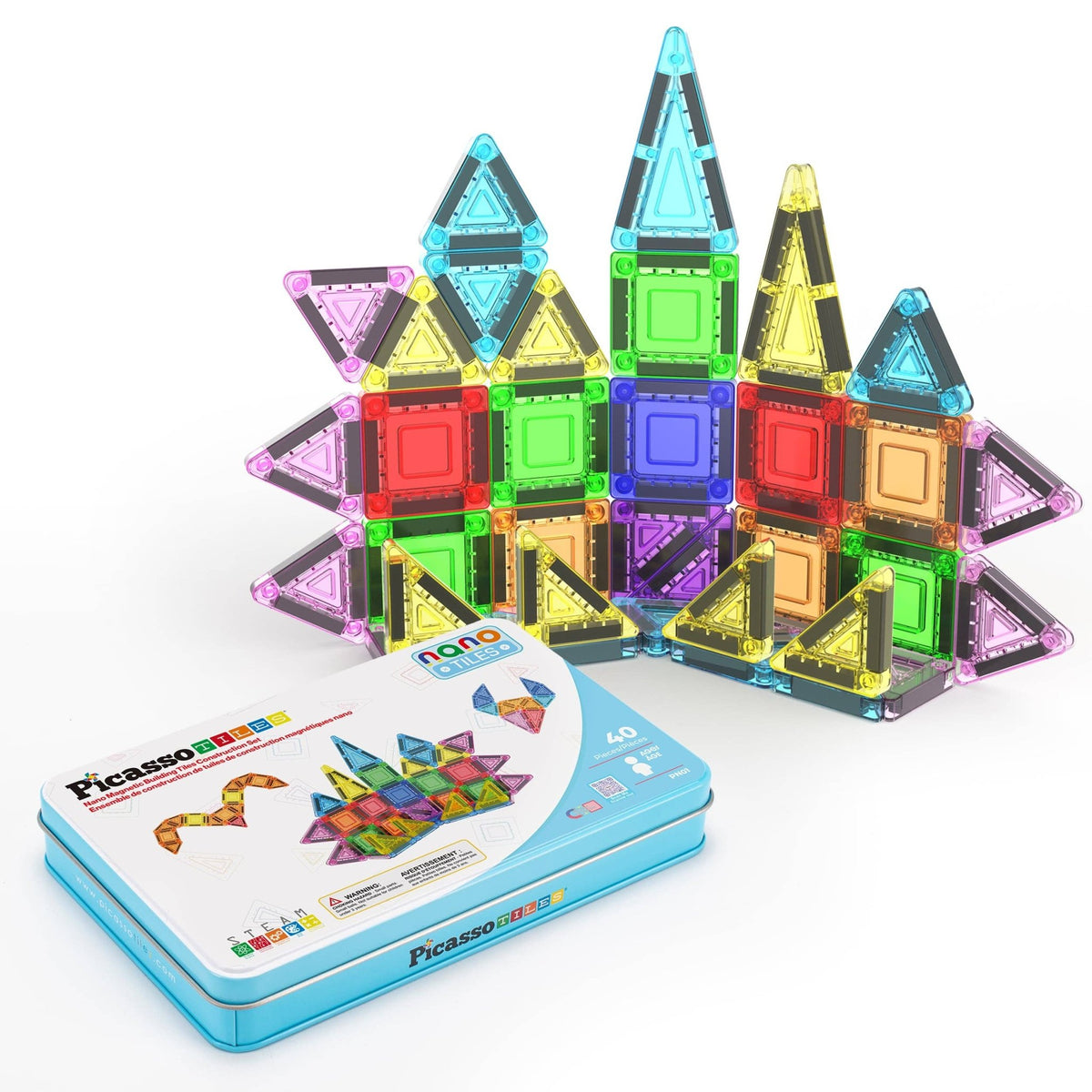 40 pc Nano Magnetic Building Tiles Construction Travel Set - The Weitzman Museum Store - PN01