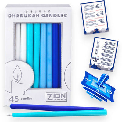 Blue/White Tapered Chanukah Candles