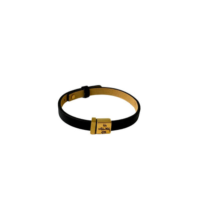 Leather & Gold Blessing Bracelet