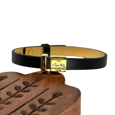 Leather & Gold Blessing Bracelet