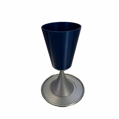 Tall blue Anodized Kiddush Cup w/Tray