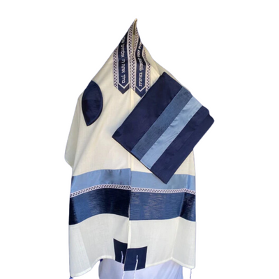 Navy Blue and Gray Blue Tallit