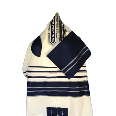 Silver Piano & Navy Blue Tallit