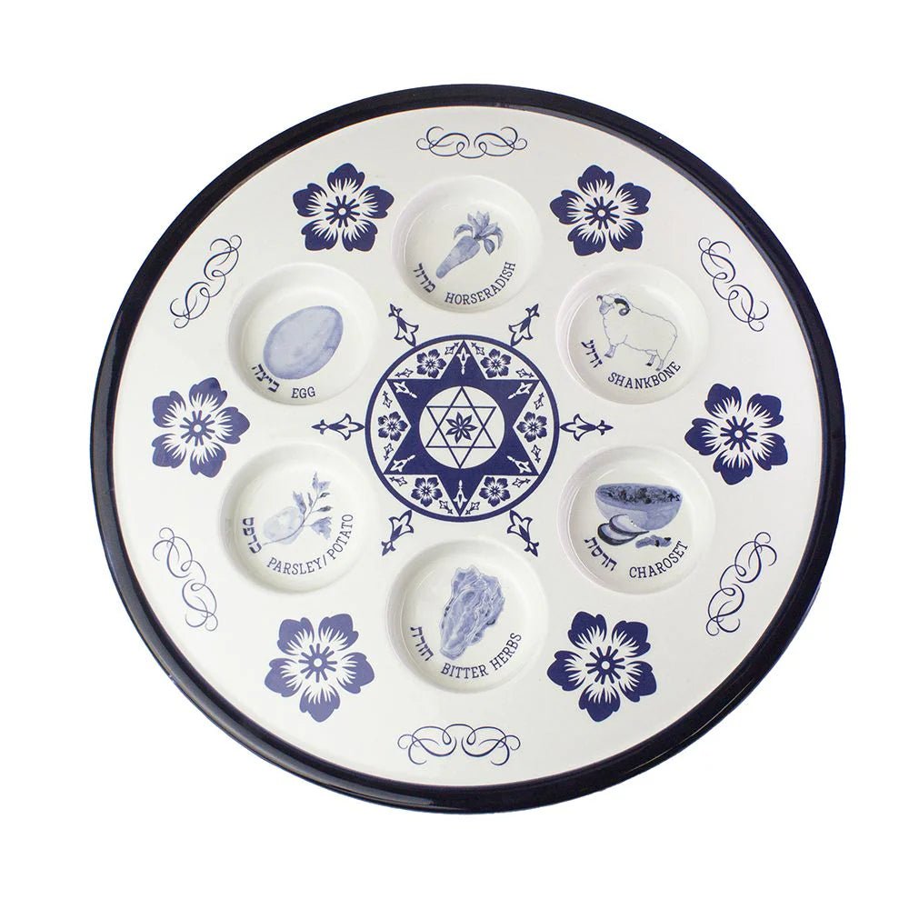 Blue & White Ceramic Seder Plate - The Weitzman Museum Store - J - PSP - C