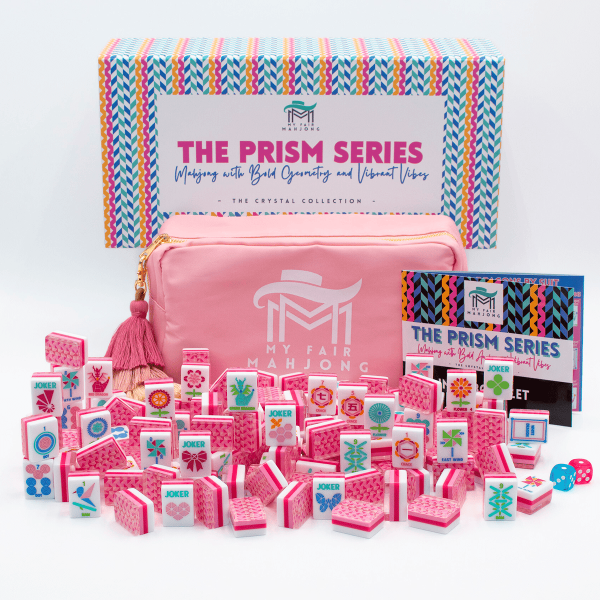 Crystal Prism Pink | Mahjong with Bold Angles and Vibrant Vibes | 1.25" x 0.9" x 0.7" - The Weitzman Museum Store - TLCCPRPK