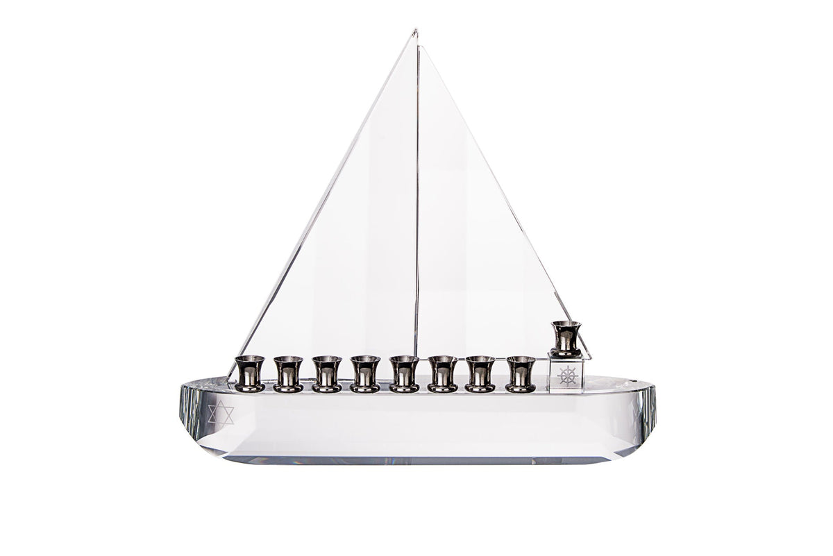 Crystal Sailboat Menorah - The Weitzman Museum Store - 7 - 847384019718