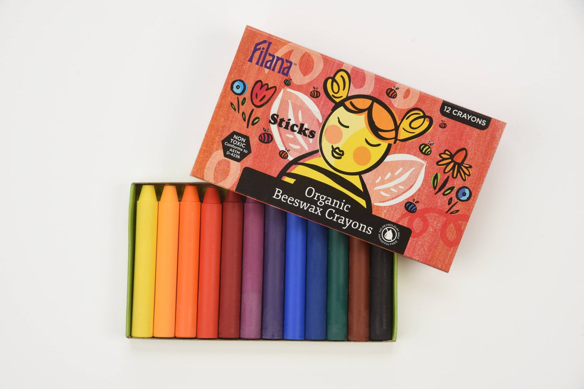 FILANA Organic Beeswax Crayons: 12 Classic Colors in Stick - The Weitzman Museum Store -