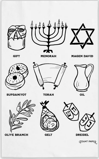 Hanukkah Tea Towel - The Weitzman Museum Store -
