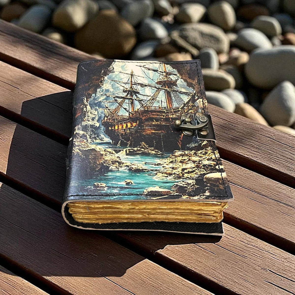 Pirate Ship Leather Journal Vintage Handmade Diary with Deck - The Weitzman Museum Store -