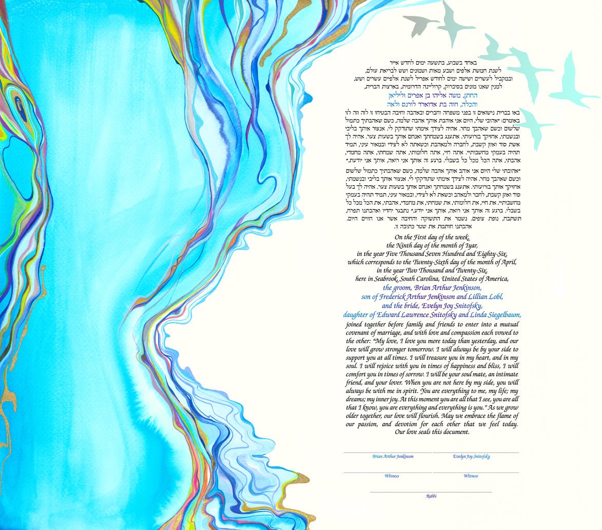 Seaside Ketubah by Nava Shoham - The Weitzman Museum Store -