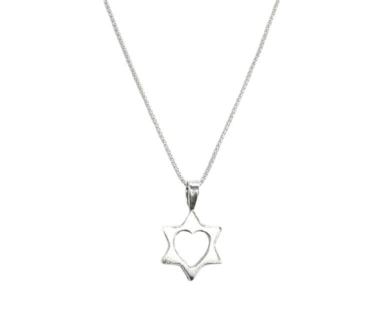 Small Star of David w/Cut - out Heart Necklace - The Weitzman Museum Store - 529718