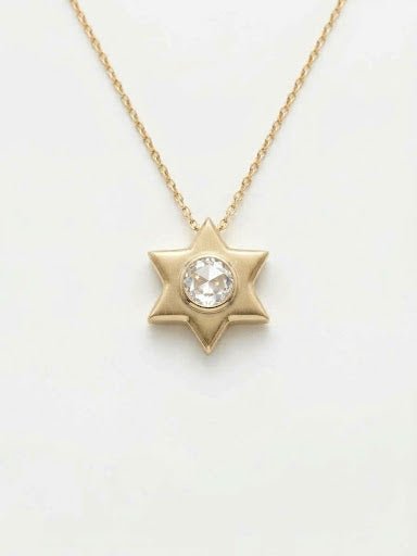 Tiny 14K Star with Diamond Necklace - The Weitzman Museum Store - K-629