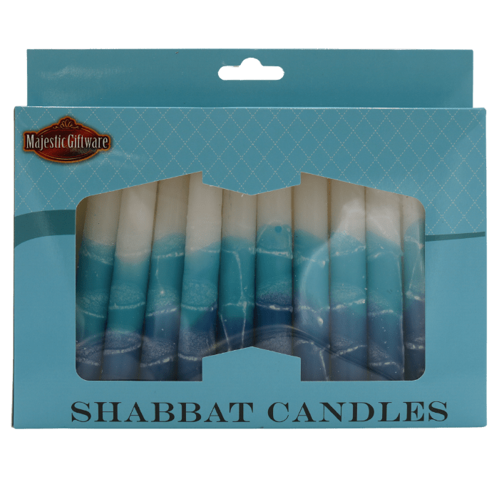 White Turqoise Shabbat Candles - The Weitzman Museum Store - SHC3