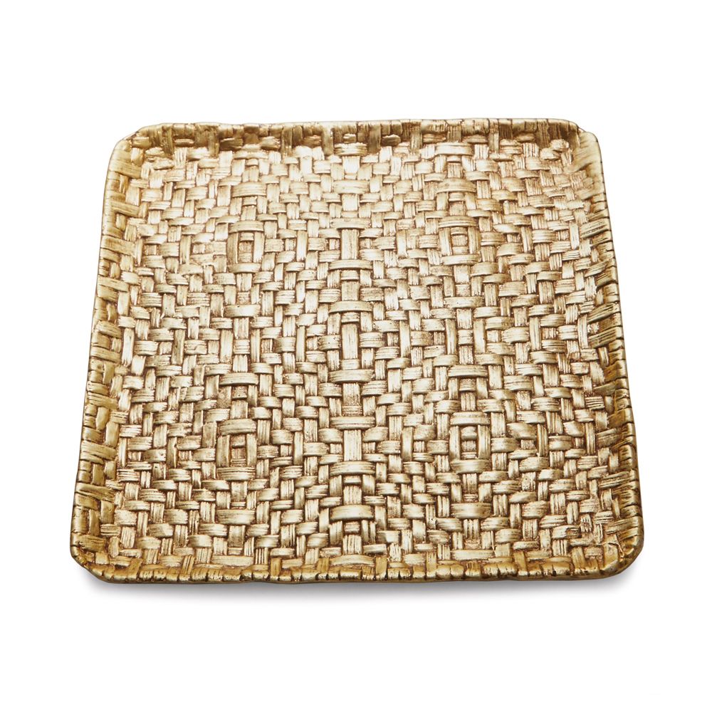 Woven Palm Square Matzah Plate Gold by Michael Aram - The Weitzman Museum Store - 7 - 847384015392