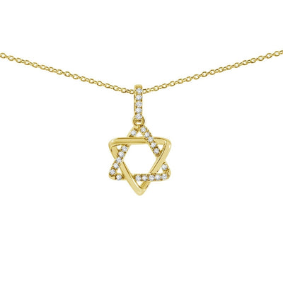 Jewish Star Necklace in 14K Gold with Diamonds