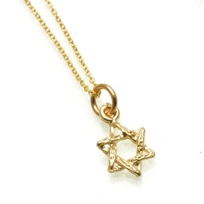 14k Yellow gold Petite Star of David Necklace - The Weitzman Museum Store - K-100 + chain