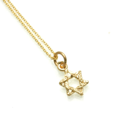 14k Yellow gold Petite Star of David Necklace - The Weitzman Museum Store - K-100 + chain