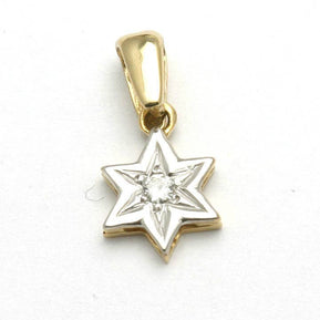 14k Yellow & White Gold Diamond Star of David Starburst - The Weitzman Museum Store - K-380 D + 16" Box 1