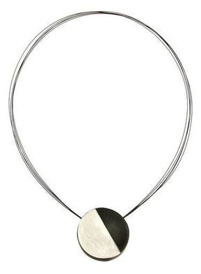 2 - Tone White and Charcoal Resin Necklace - The Weitzman Museum Store - 7 - 847384017786