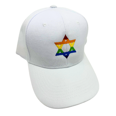 White Rainbow Star of David Hat