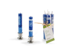 4 Blue Hamsa Shabbat Candles - The Weitzman Museum Store - 7 - 847384015796