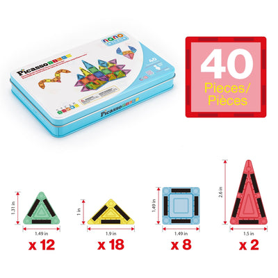40 pc Nano Magnetic Building Tiles Construction Travel Set - The Weitzman Museum Store - PN01
