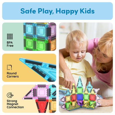 40 pc Nano Magnetic Building Tiles Construction Travel Set - The Weitzman Museum Store - PN01