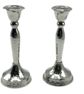 5.5" Nickel Hammered Candle Sticks - The Weitzman Museum Store - MAKC - 786/36