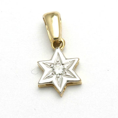 14k Yellow & White Gold Diamond Star of David Starburst