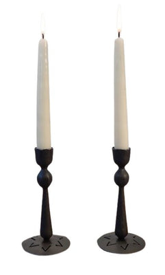 6" Star Base Forged Steel Shabbat Candleholders - The Weitzman Museum Store - CANDSABBATHBALL