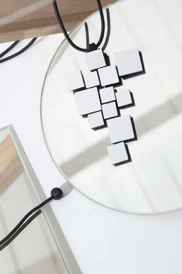 Bauhaus Square Pendant Necklace - Silver