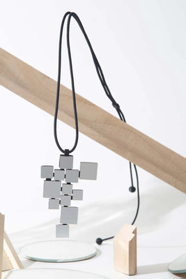 Bauhaus Square Pendant Necklace - Silver