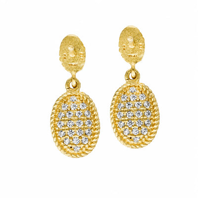 Gilded Cable Pave Drop Earrings
