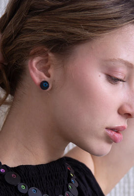 Abstraction Earrings - Black & Blue