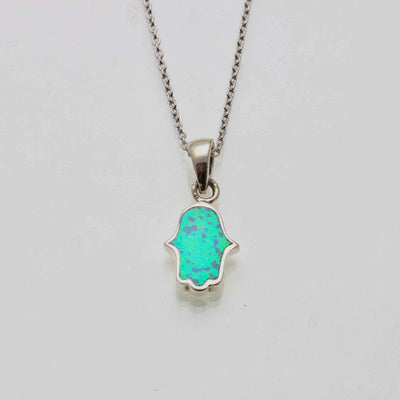 Opal Sterling Silver Hamsa Necklace