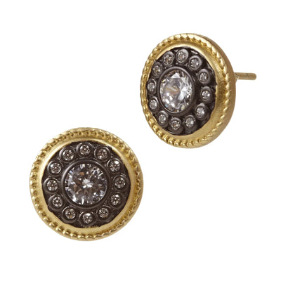 Nautical Button Gold Stud Earring