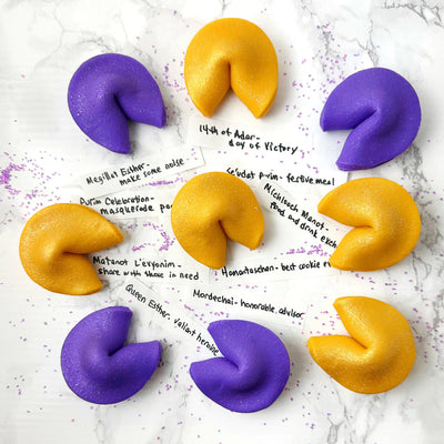 Purim Sparkly Fortune Cookies Marzipan