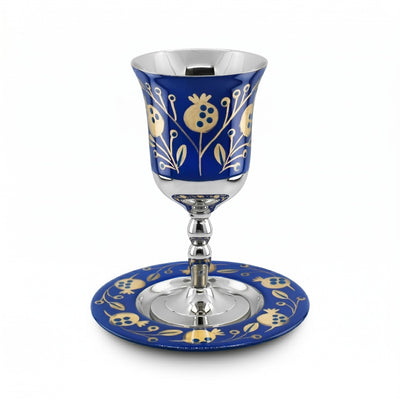 Blue & Gold Pomegranate Kiddush Cup