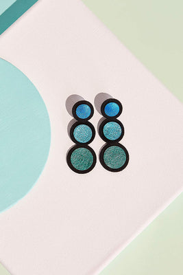 Large Rainbow Earrings - Cool Colors