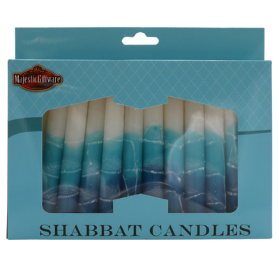 White Turqoise Shabbat Candles