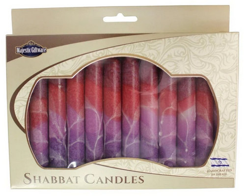Fantasy Maroon Safed Shabbat Candles