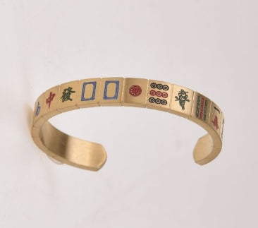 Mahjong Tile Gold Bracelet