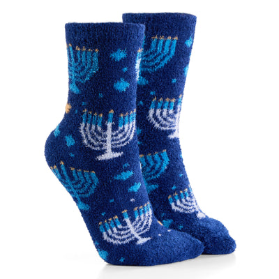 Youth Cozy Slipper Menorah Sock