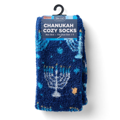 Youth Cozy Slipper Menorah Sock
