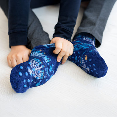 Youth Cozy Slipper Menorah Sock