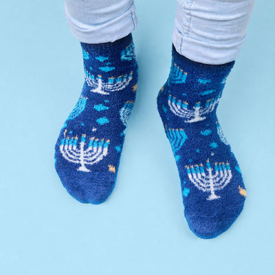 Kids Cozy Slipper Menorah Sock