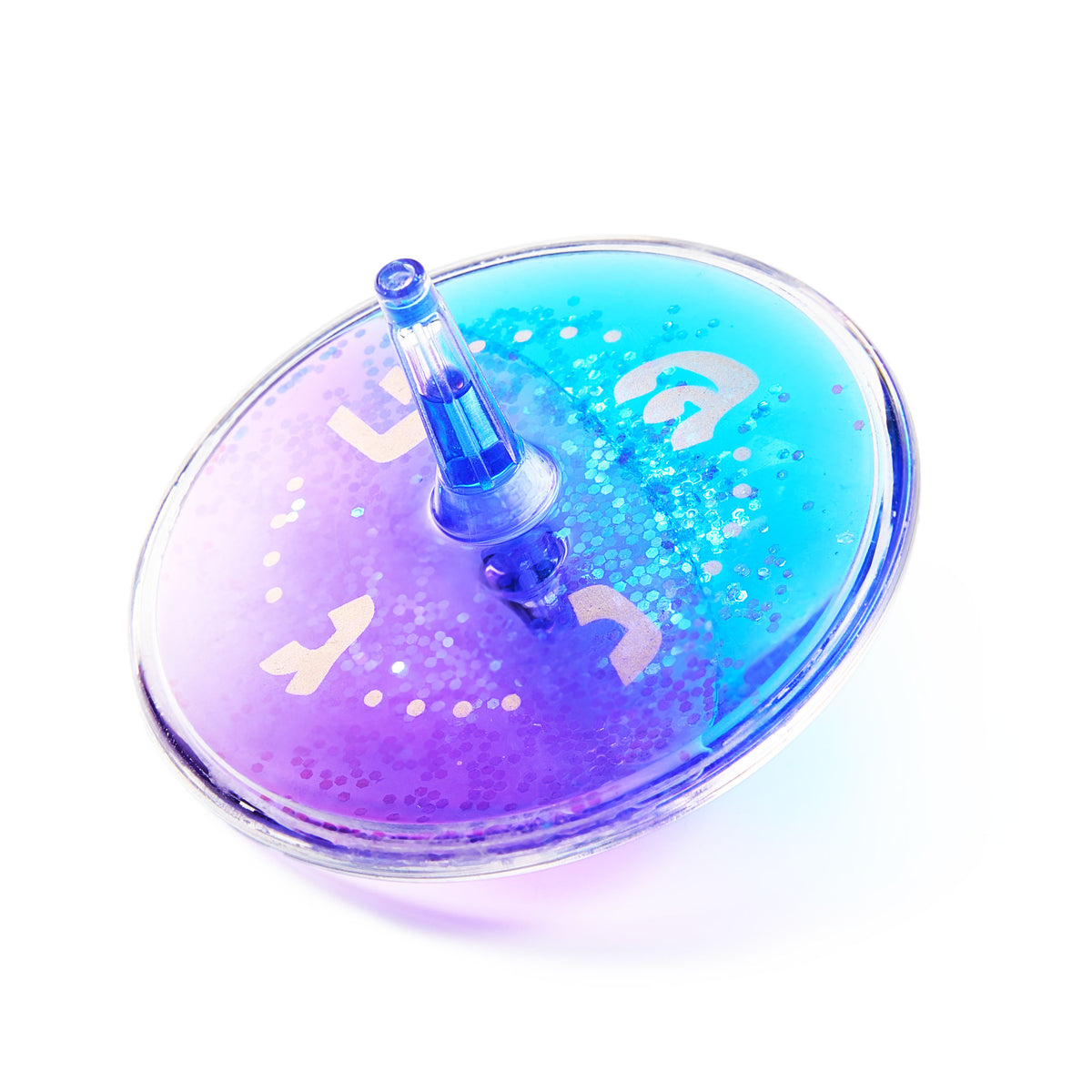 "Lava" Dreidel, Blue & Purple, Gold Glitter