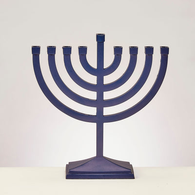 Traditional Menorah - Brushed Matte Navy Finish