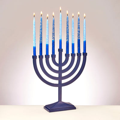 Traditional Menorah - Brushed Matte Navy Finish