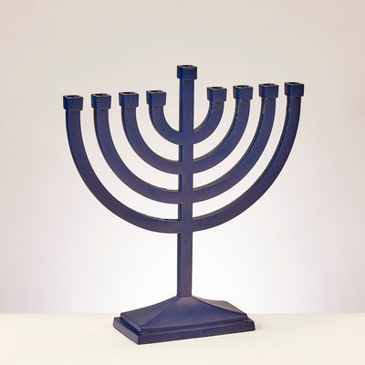 Traditional Menorah - Brushed Matte Navy Finish